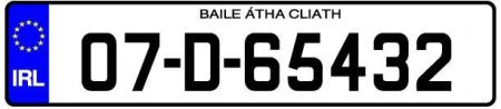 Targa Automobilistica Irlandese per auto registrata a Dublino, anno 2007