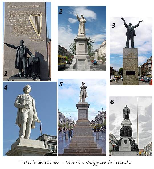 Statue presenti in O’Connell street Dublino