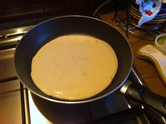 preparato pancake ed inizio cottura
